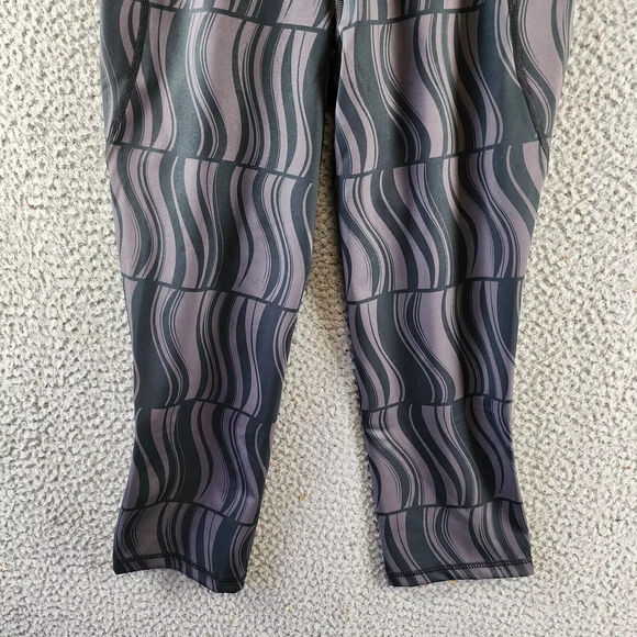 ID Ideology Active Wavey-Print Cropped Compression Leggings Women's Deep Black - Picture 4 of 5